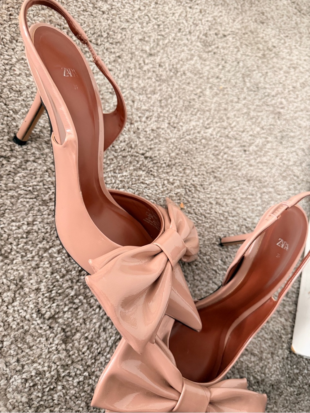 Zara Blush Bow Pointed-Toe Slingback Heels - Picture 3 of 4
